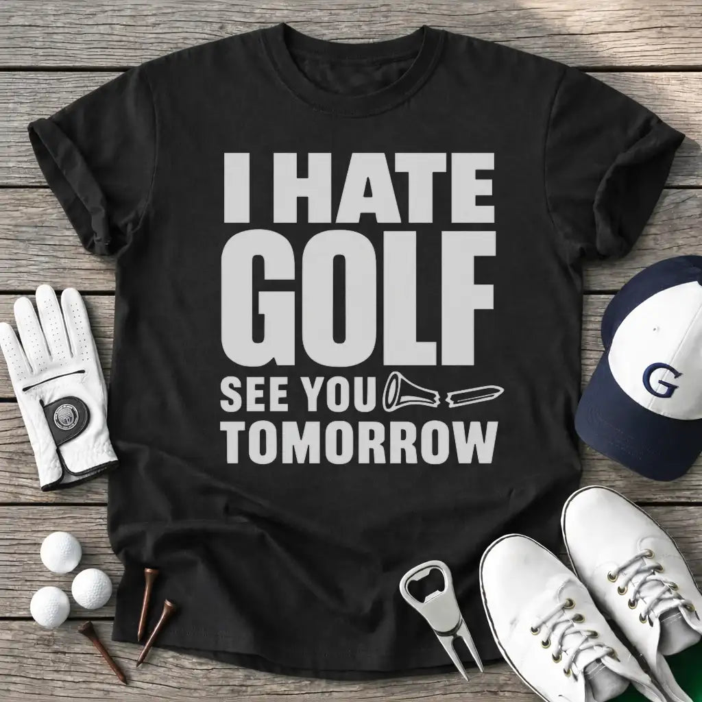 Hate Golf See You T-Shirt in Black