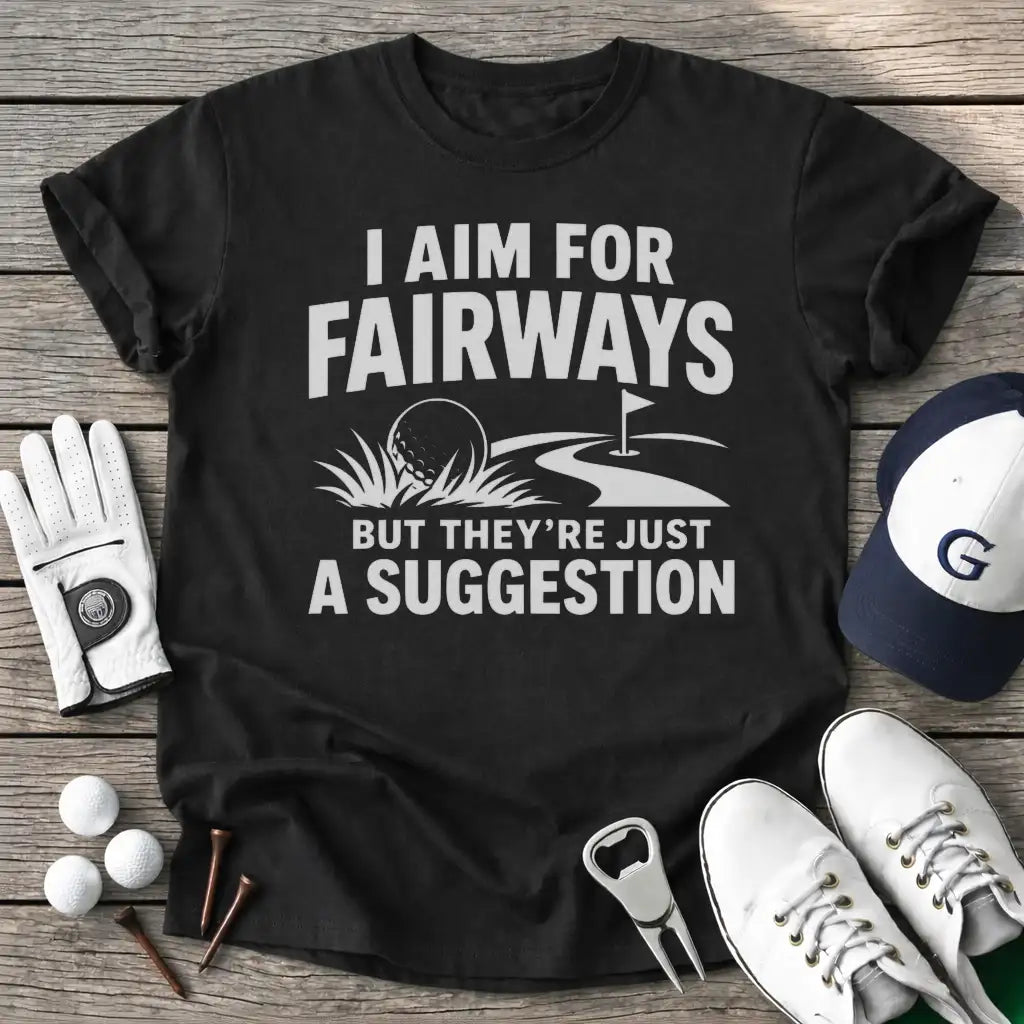 Aim For Fairways T-Shirt in Black