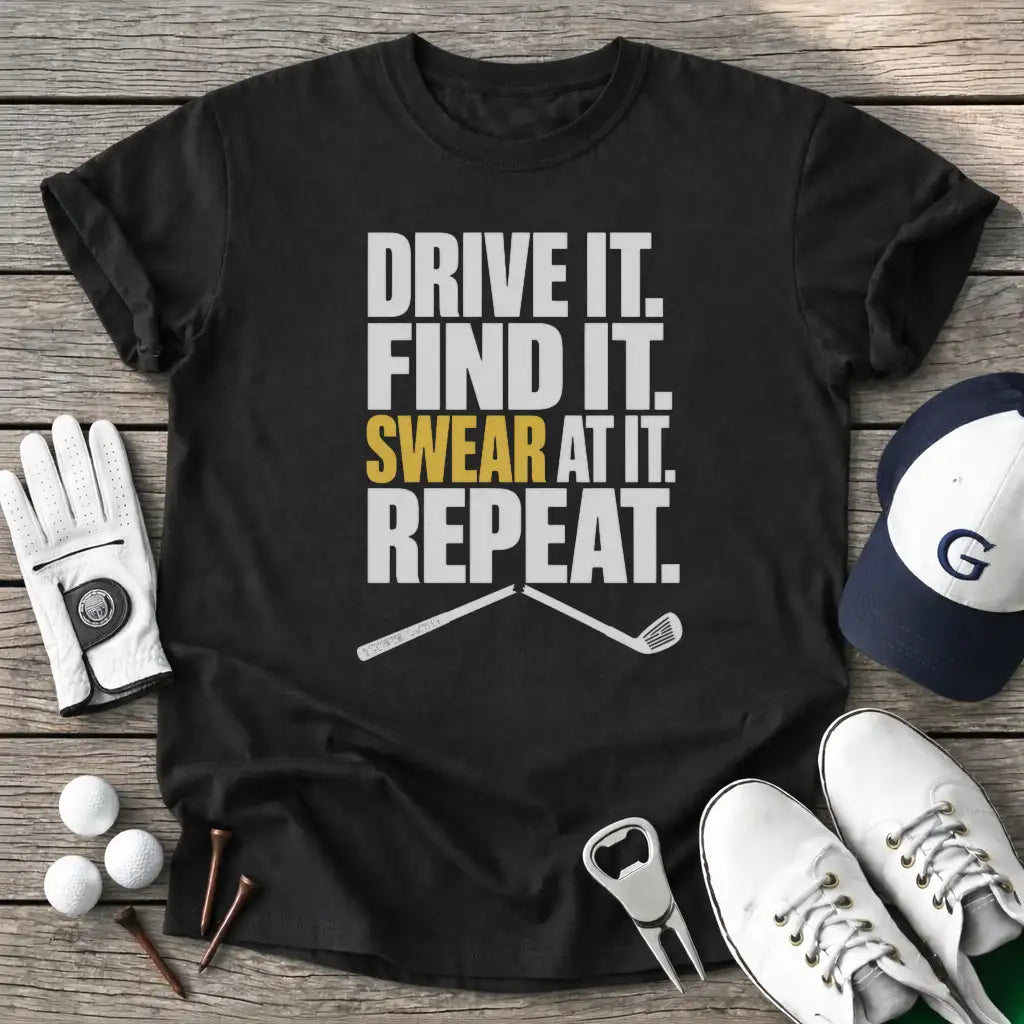 Drive Find Swear T-Shirt in Black