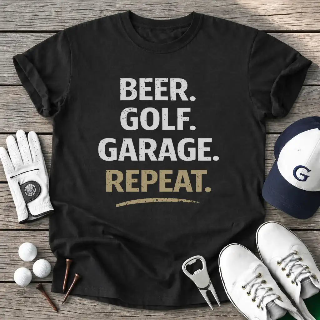 Beer Golf Garage T-Shirt in Black