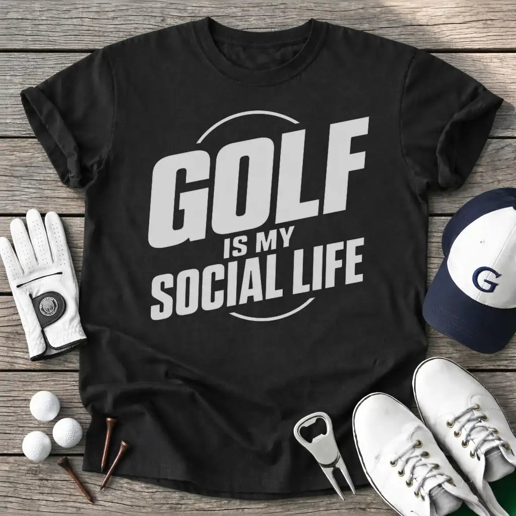 Golf Social Life T-Shirt in Black