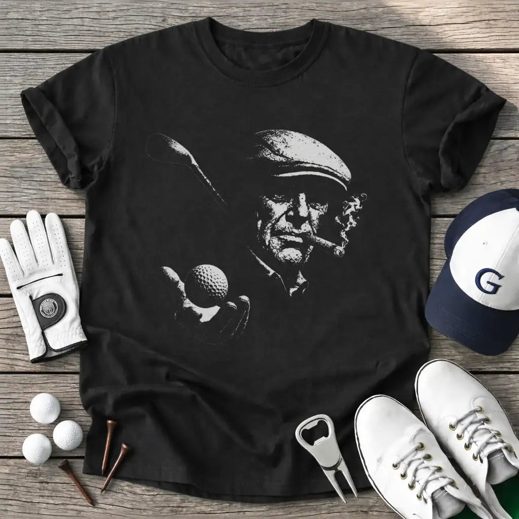 Old School Golfer T-Shirt in Black