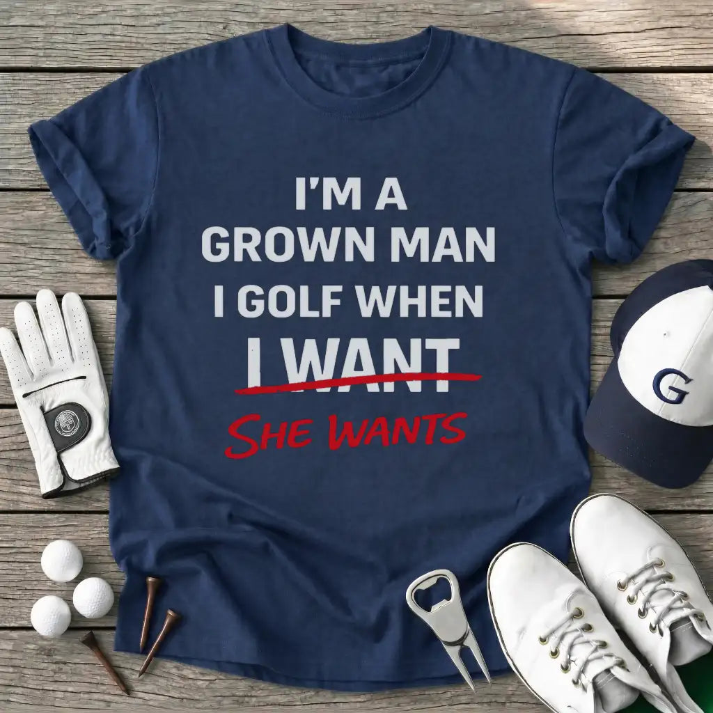 Grown Man Golf When T-Shirt in Navy