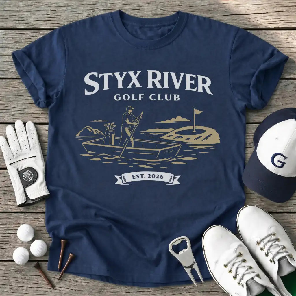 Styx River Golf T-Shirt in Navy