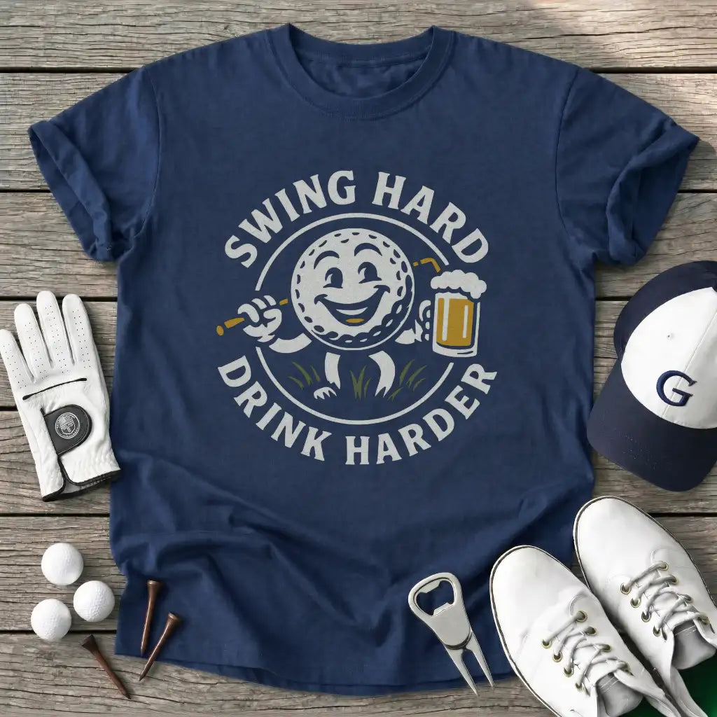 Swing Hard Drink T-Shirt in Navy
