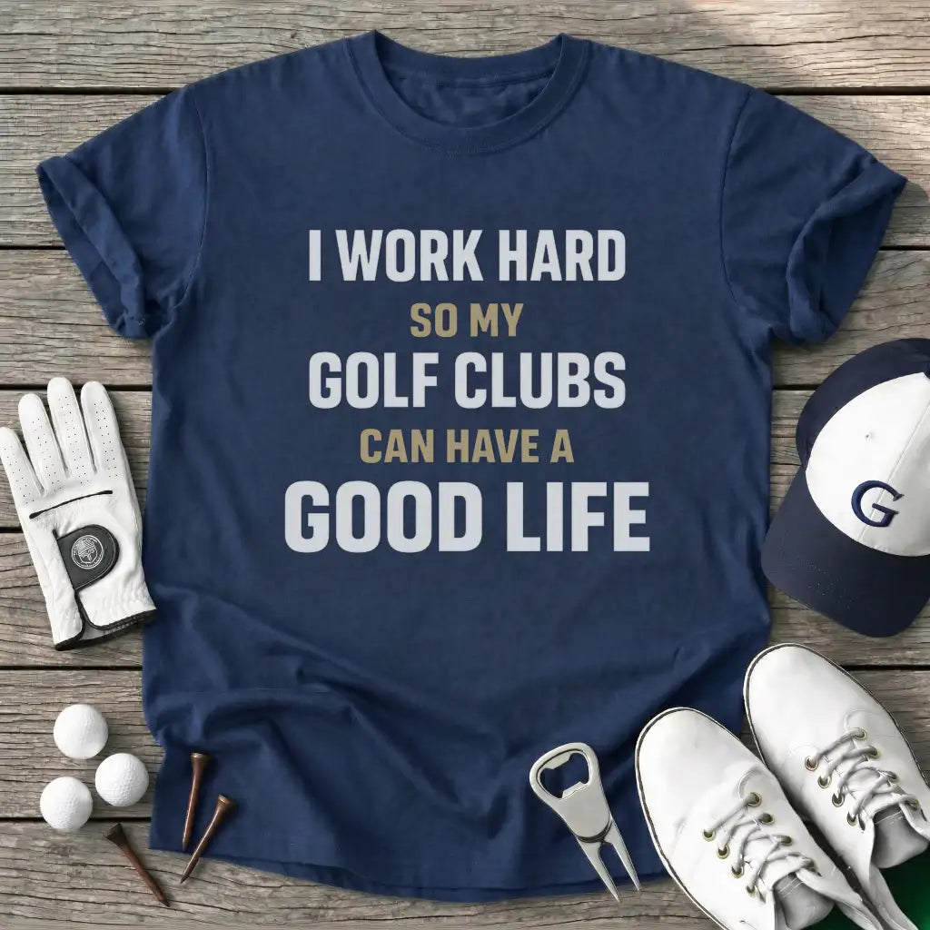 Work Hard Golf T-Shirt in Navy