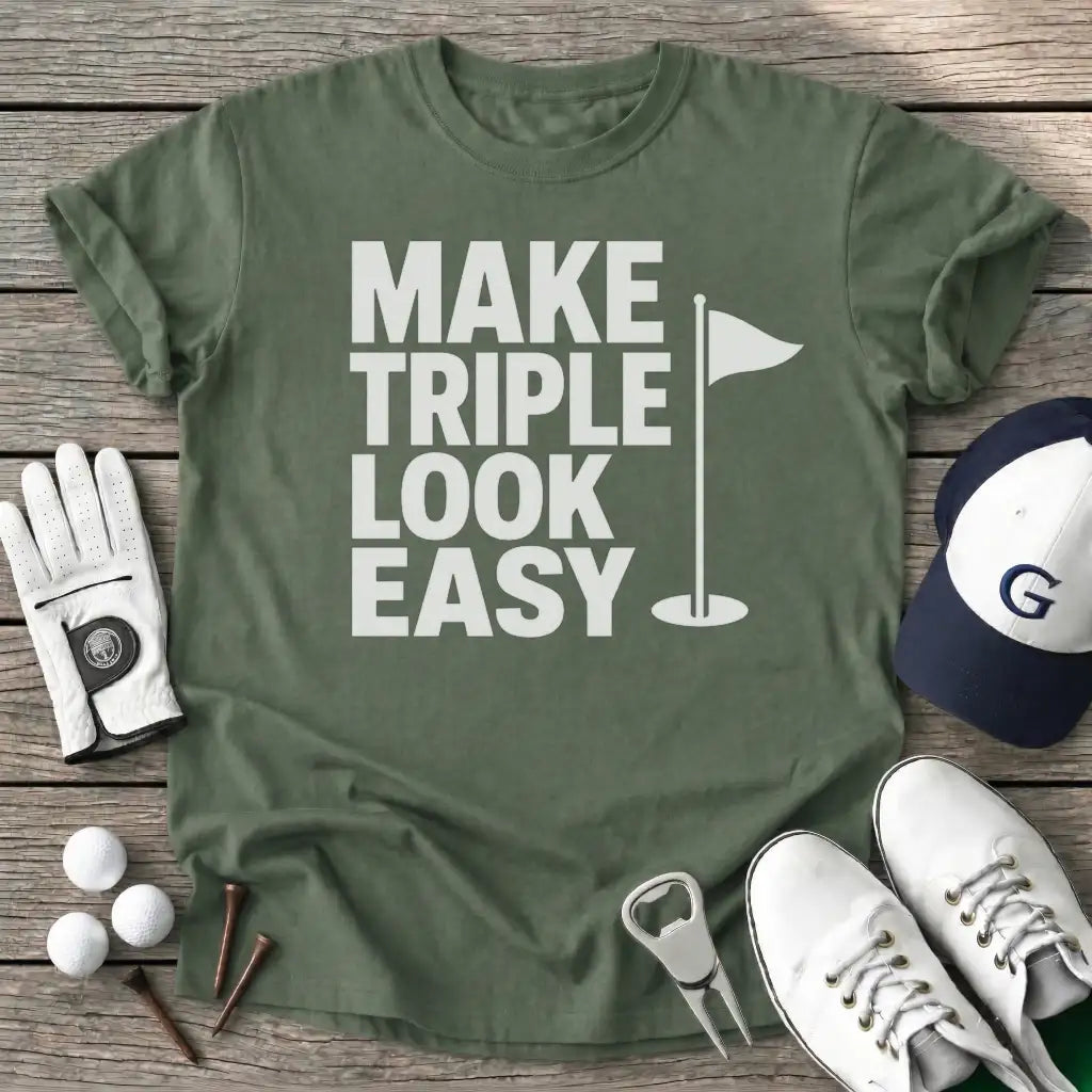 Make Triple Look T-Shirt in Military Green