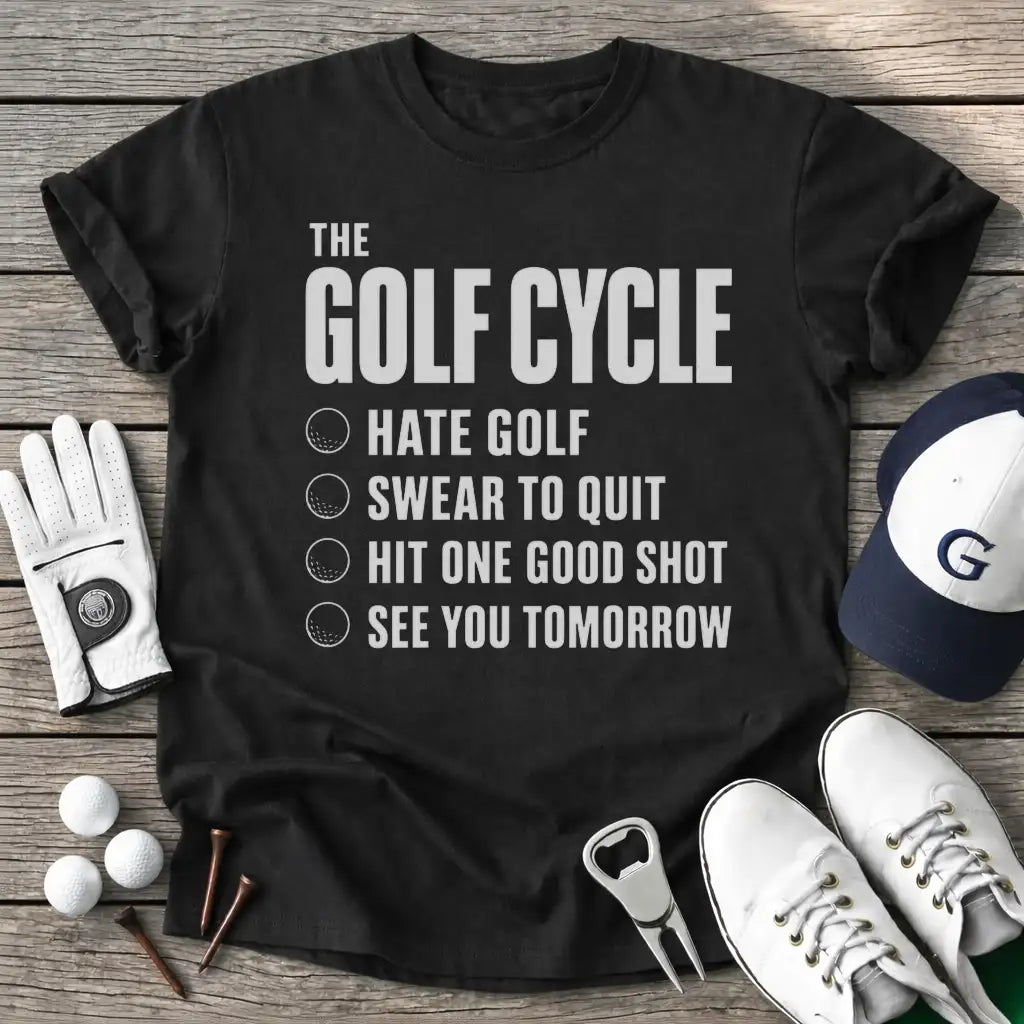 The Golf Cycle Hate T-Shirt in Black