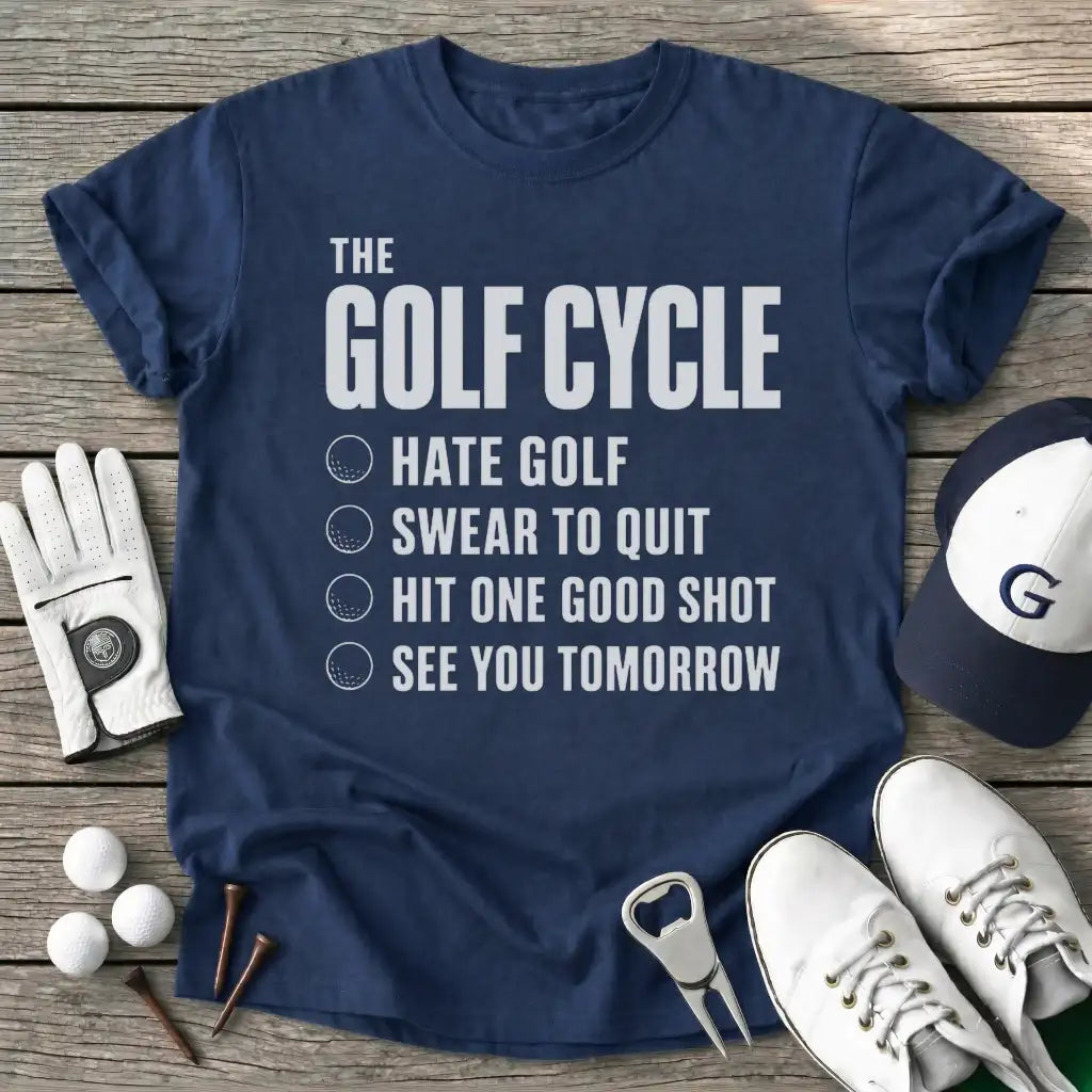 The Golf Cycle Hate T-Shirt in Navy