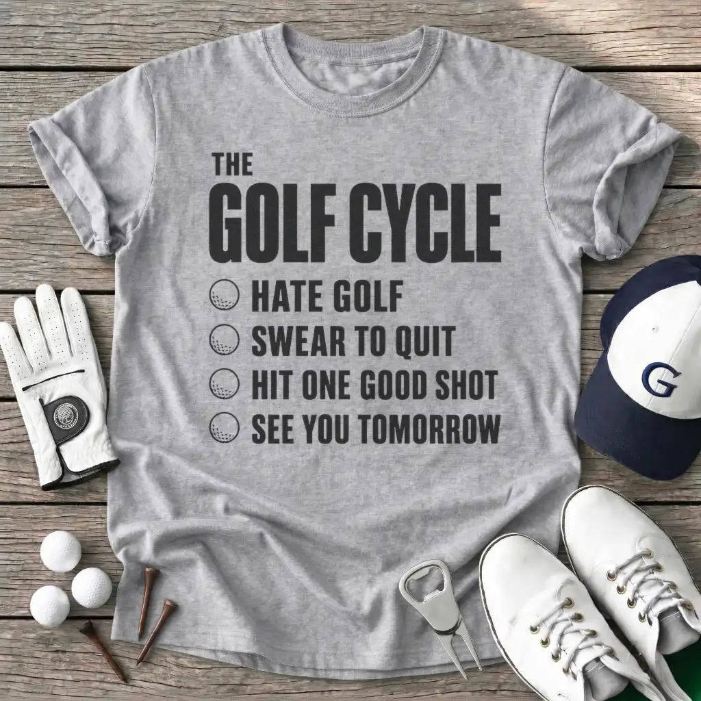 The Golf Cycle Hate T-Shirt in Sport Grey