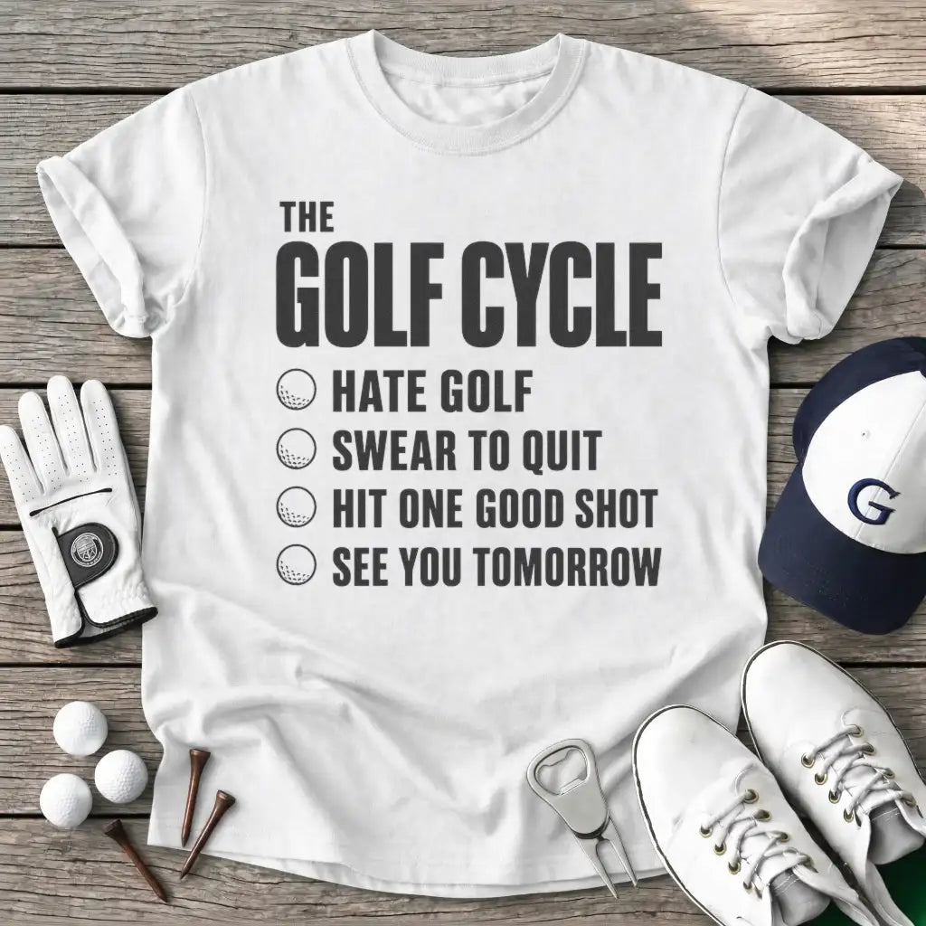 The Golf Cycle Hate T-Shirt in White