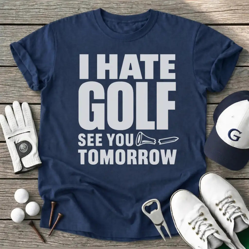 Hate Golf See You T-Shirt in Navy