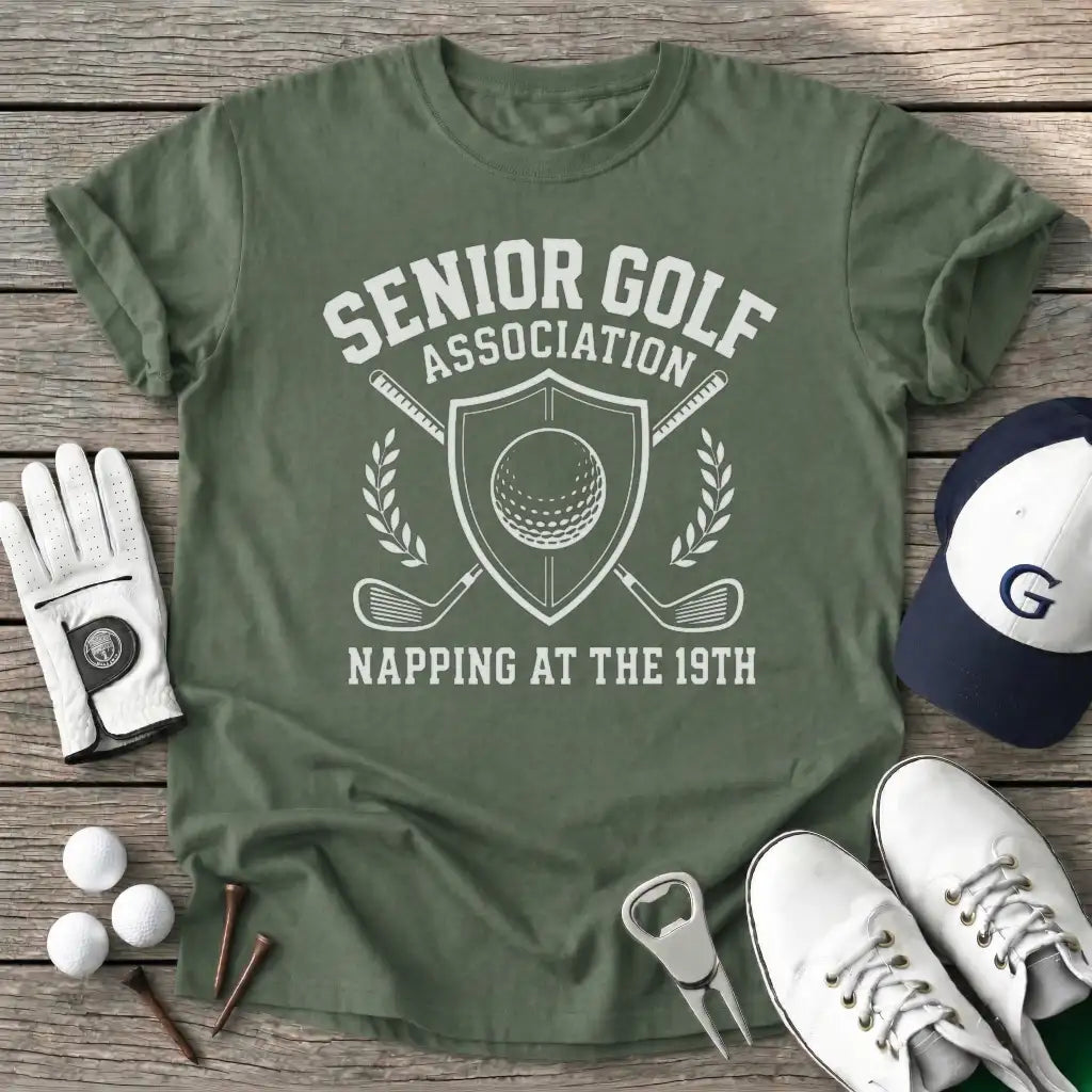 Senior Golf T-Shirt in Military Green