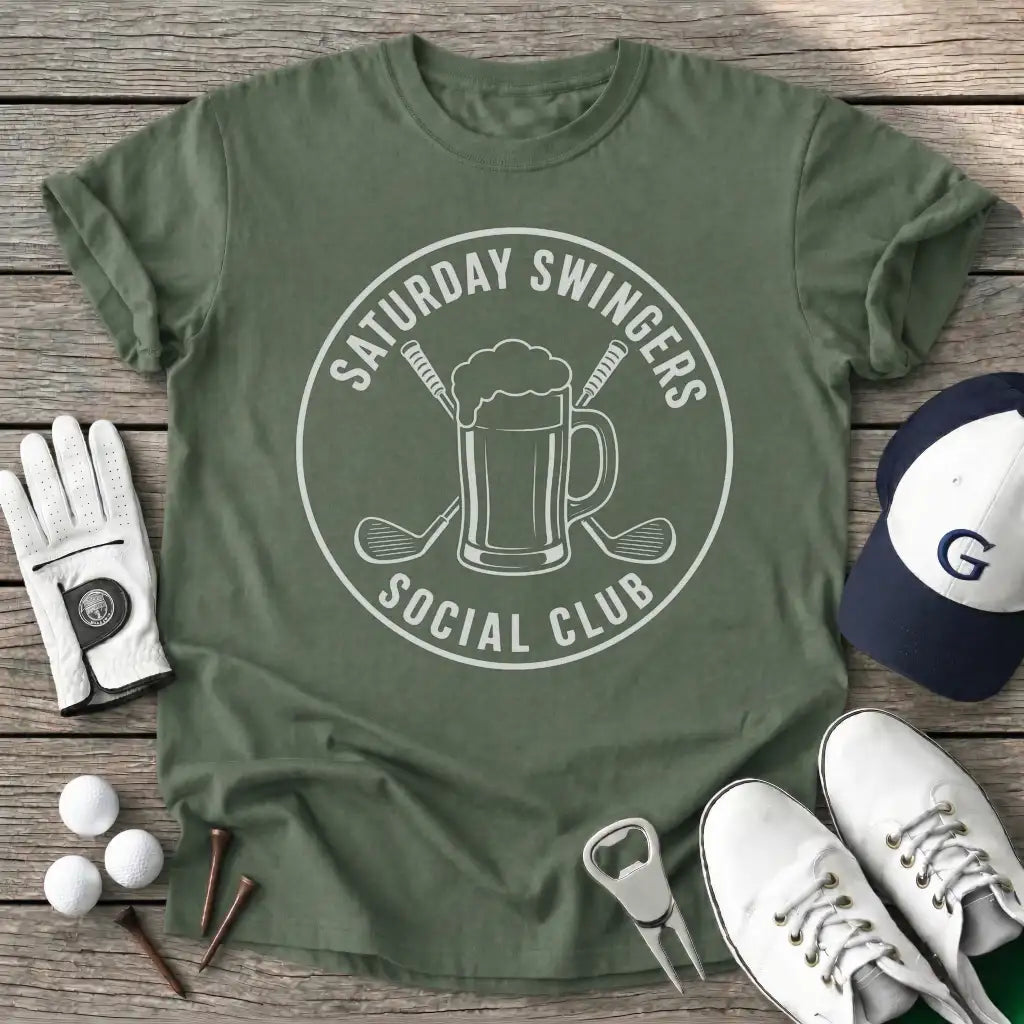 Saturday Swingers T-Shirt in Military Green