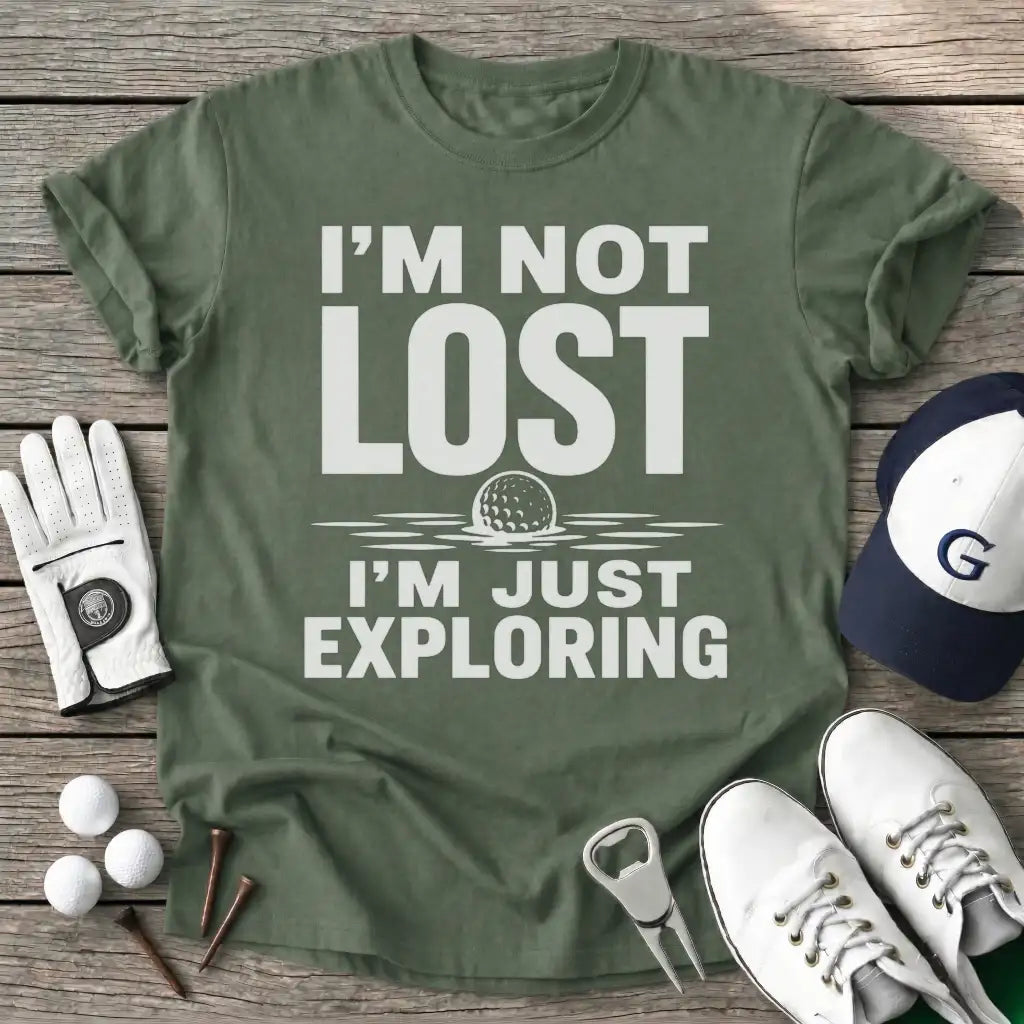 Not Lost Just T-Shirt in Military Green
