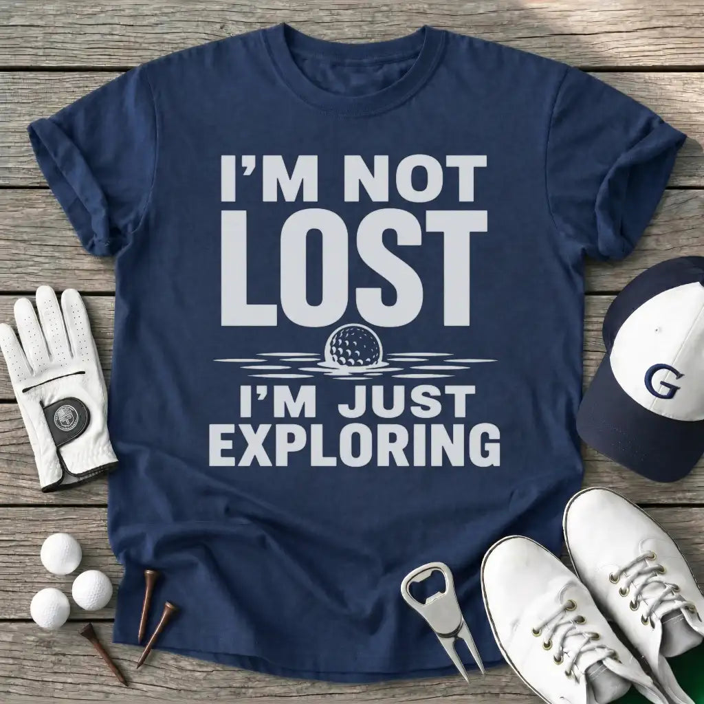 Not Lost Just T-Shirt in Navy