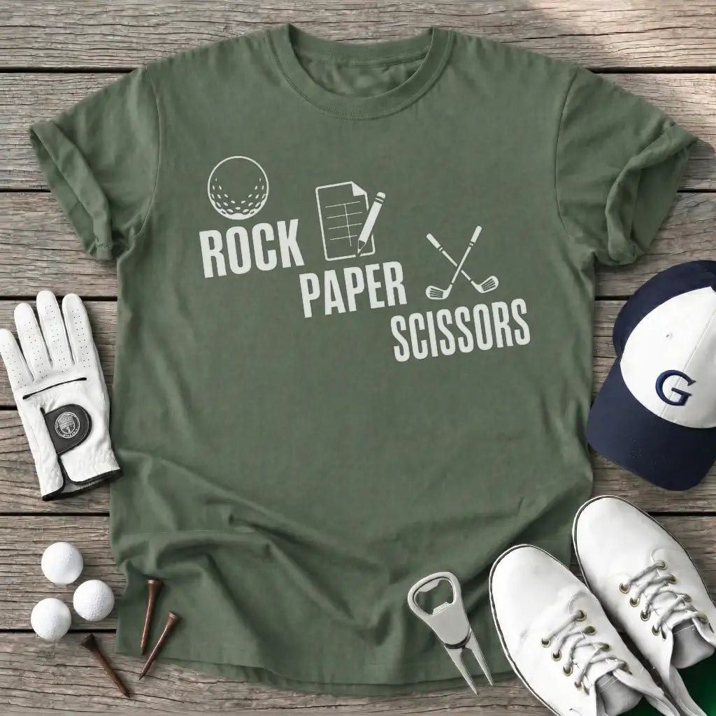 Rock Paper Scissors T-Shirt in Military Green