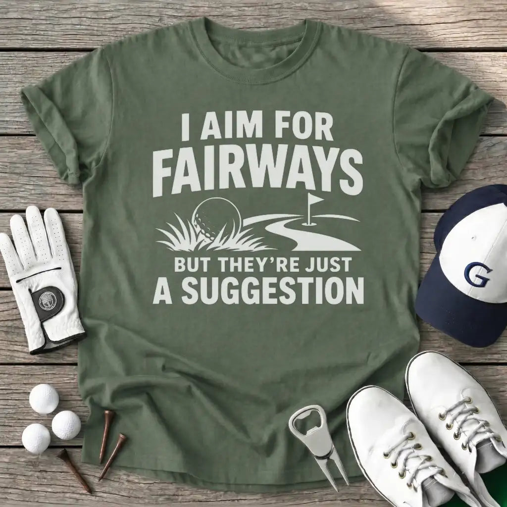 Aim For Fairways T-Shirt in Military Green