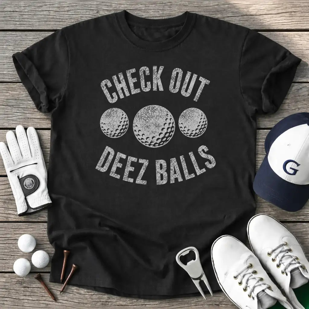 Check Out Deez Balls T-Shirt in Black
