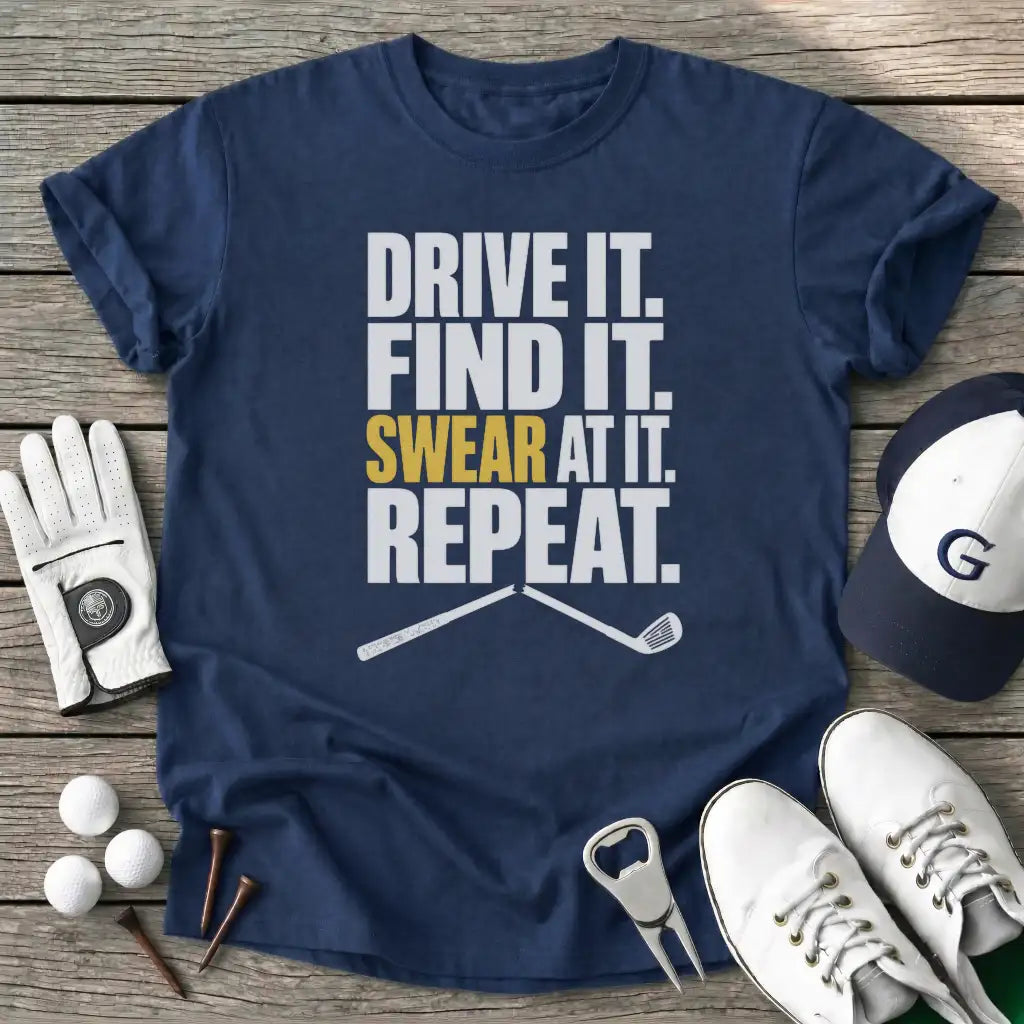 Drive Find Swear T-Shirt in Navy
