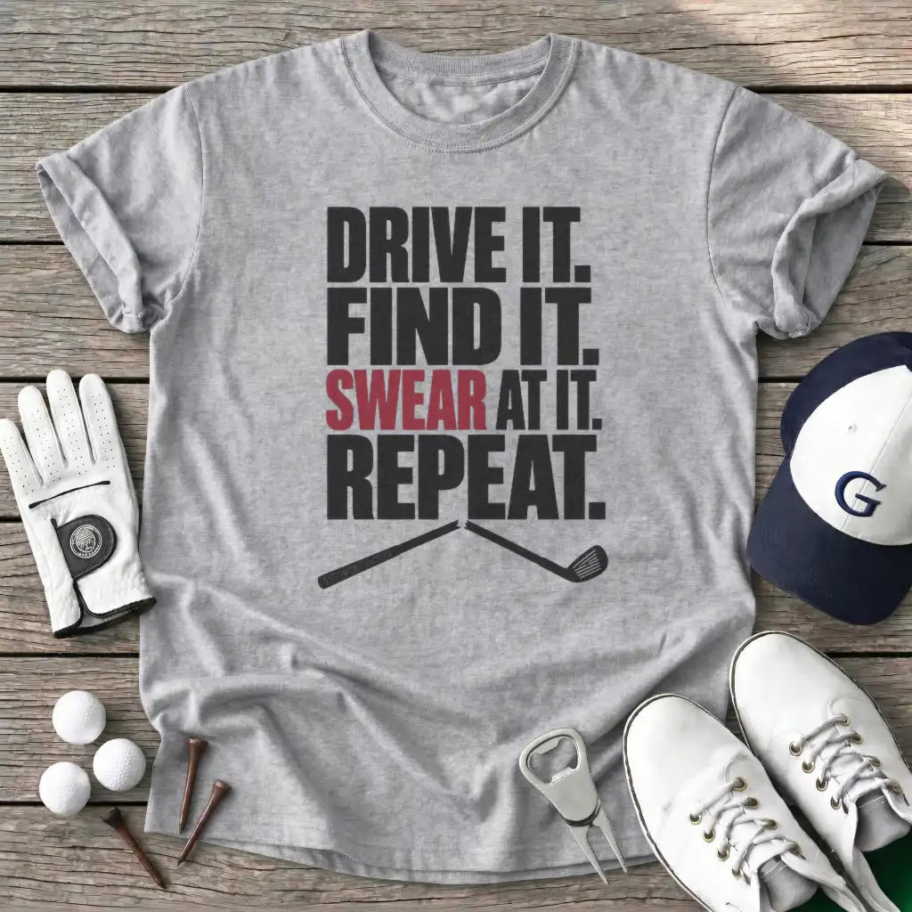 Drive Find Swear T-Shirt in Sport Grey