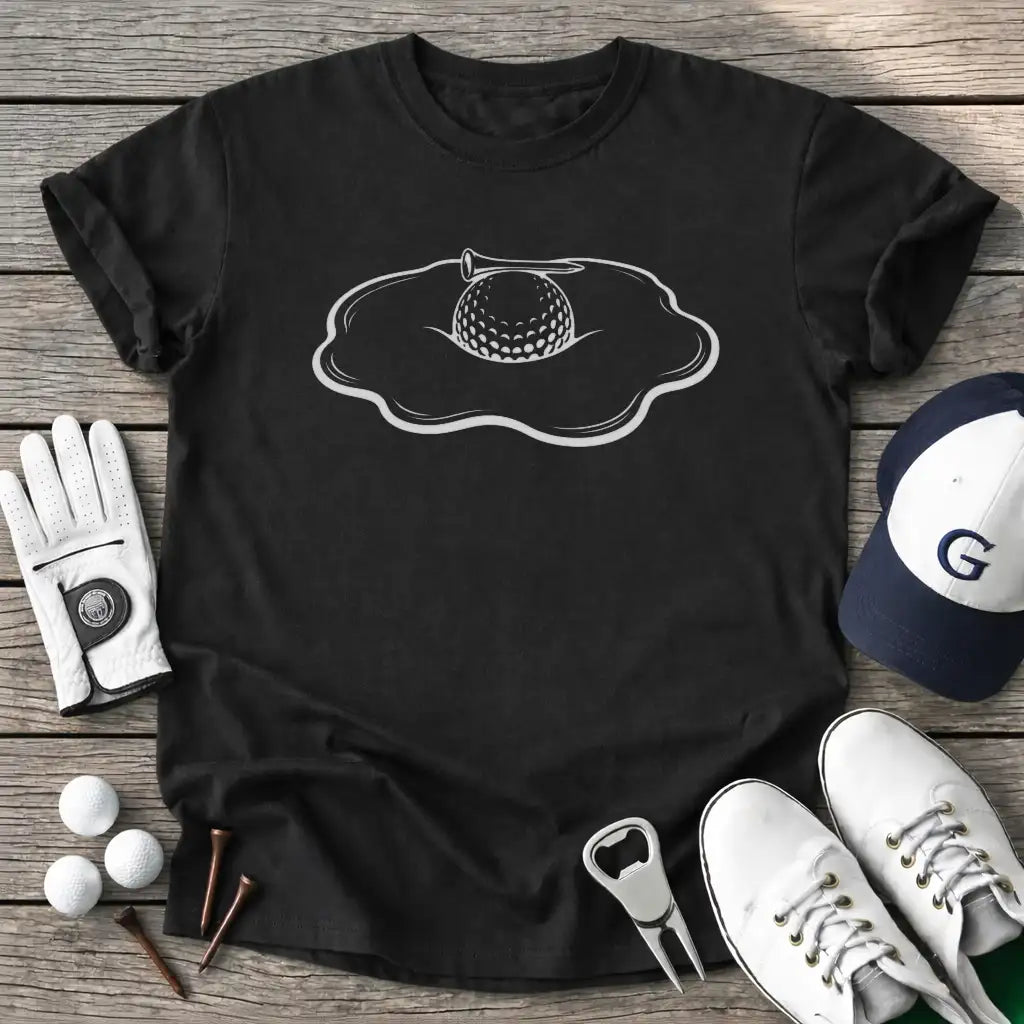 Golf Ball Fried Egg T-Shirt in Black