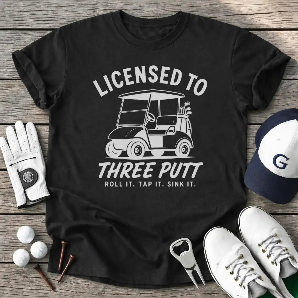 Licensed Three Putt T-Shirt in Black
