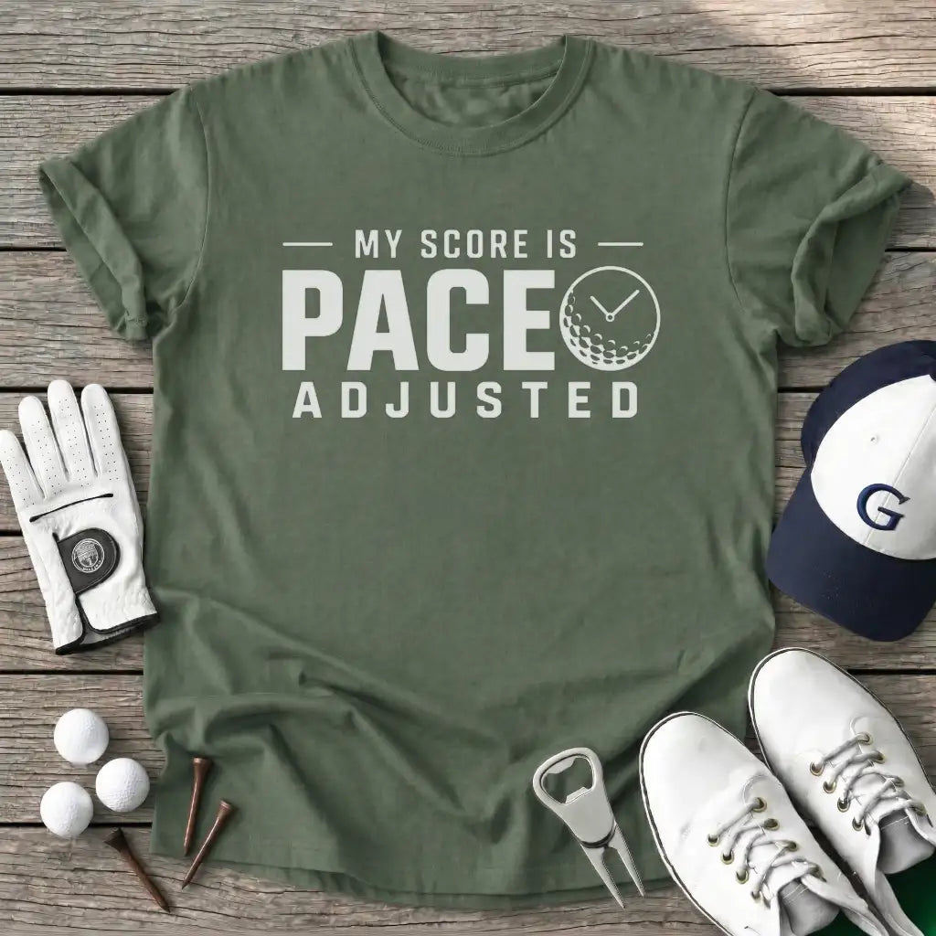 Score Pace Adjusted T-Shirt in Military Green