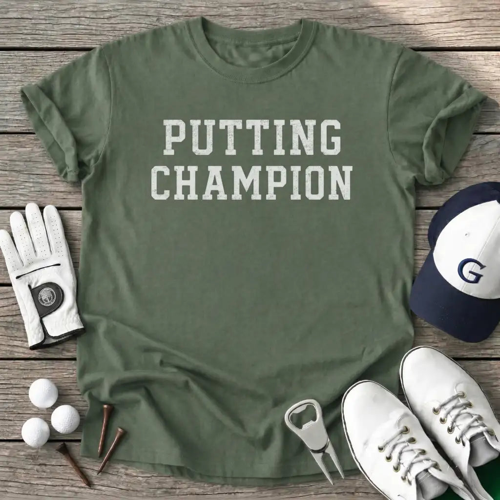 Putting Champion T-Shirt in Military Green