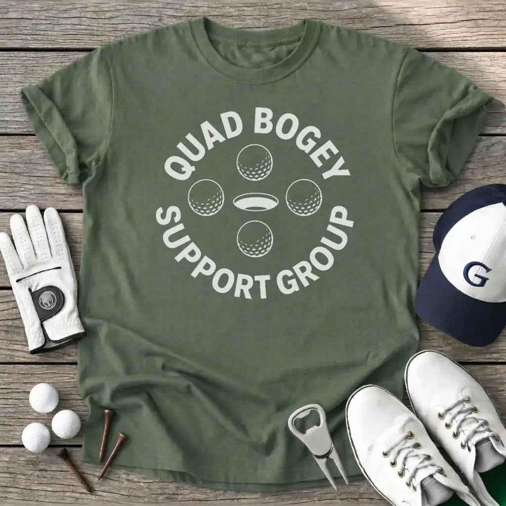 Quad Bogey Support T-Shirt in Military Green