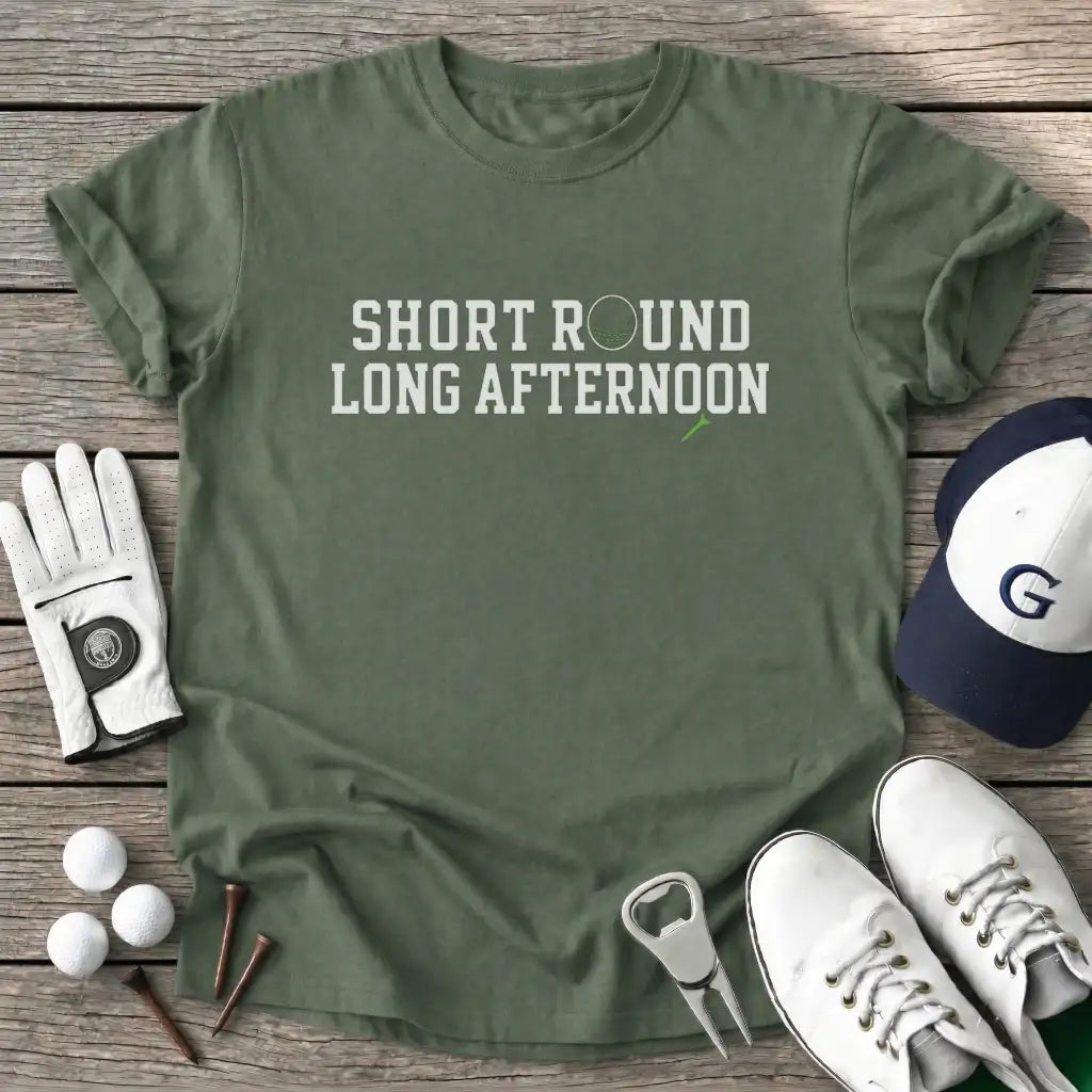 Short Round Long T-Shirt in Military Green