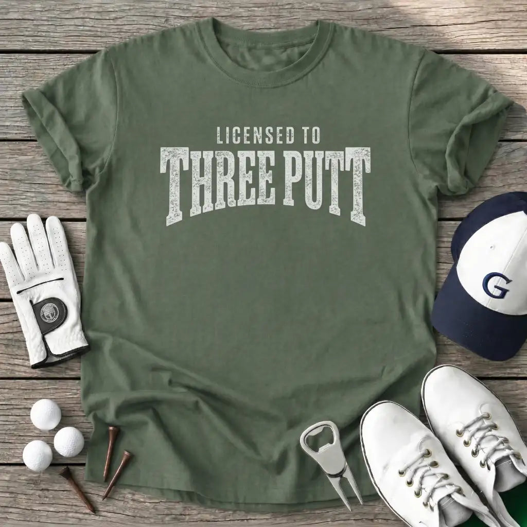 Text Licensed Three T-Shirt in Military Green