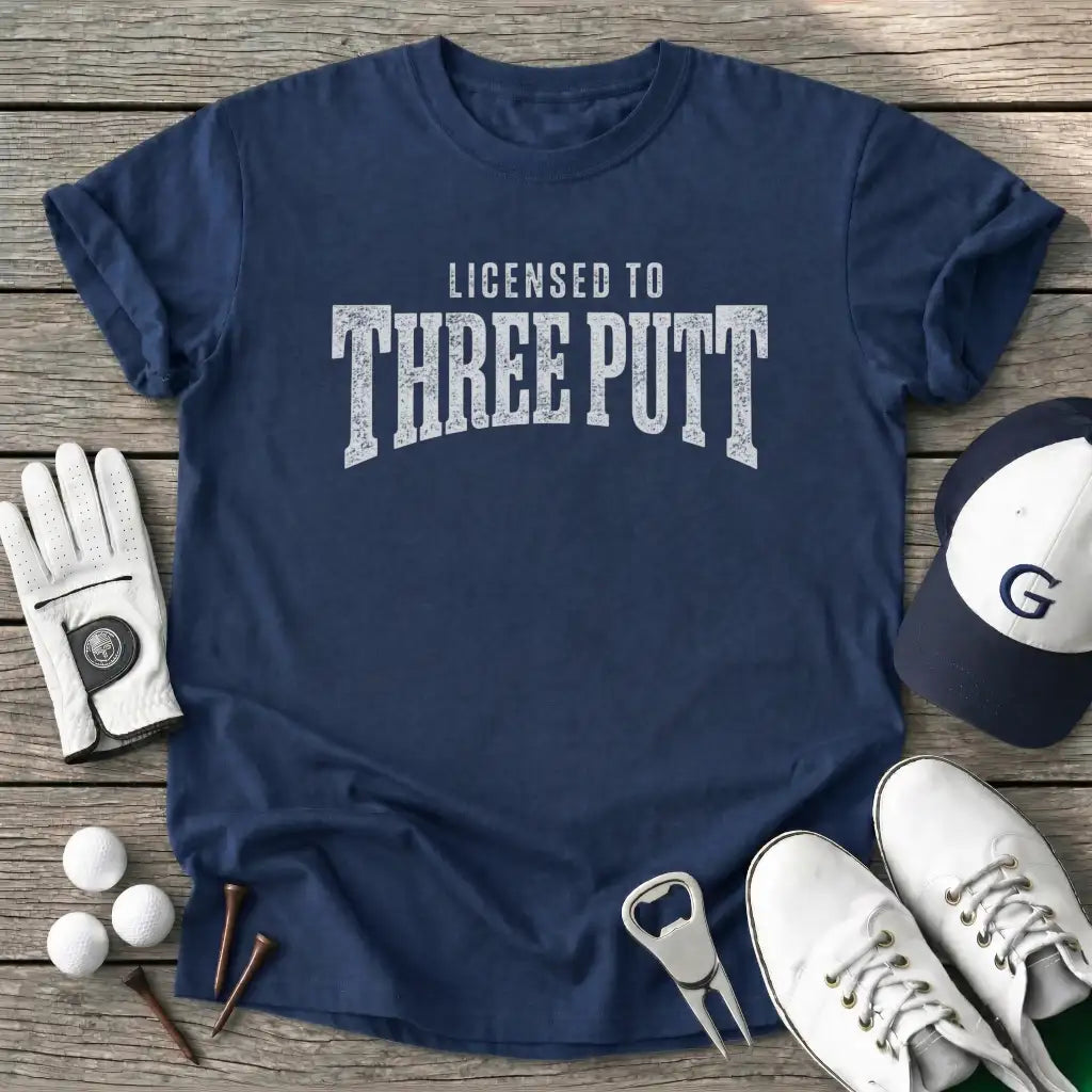 Text Licensed Three T-Shirt in Navy