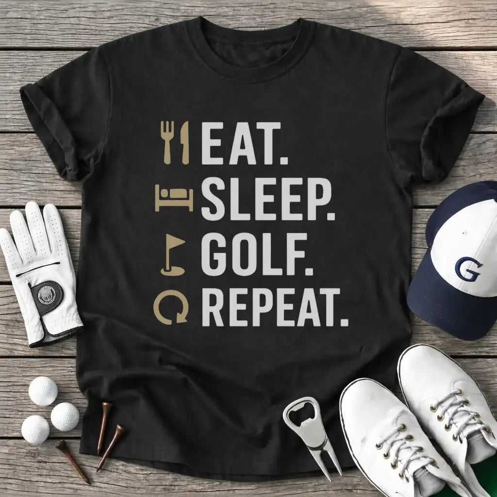 Black / S Eat Sleep Golf T-Shirt