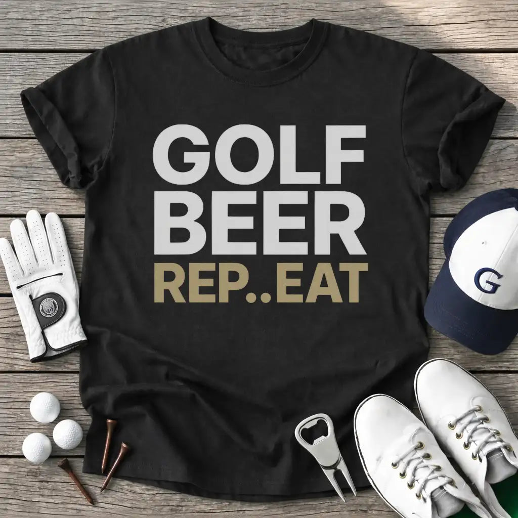 Black / S Golf Beer Repeat T-Shirt