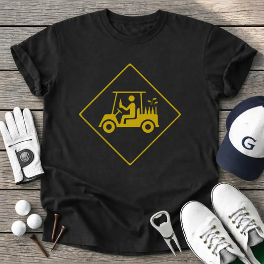 Black / S Golf Cart Crossing T-Shirt