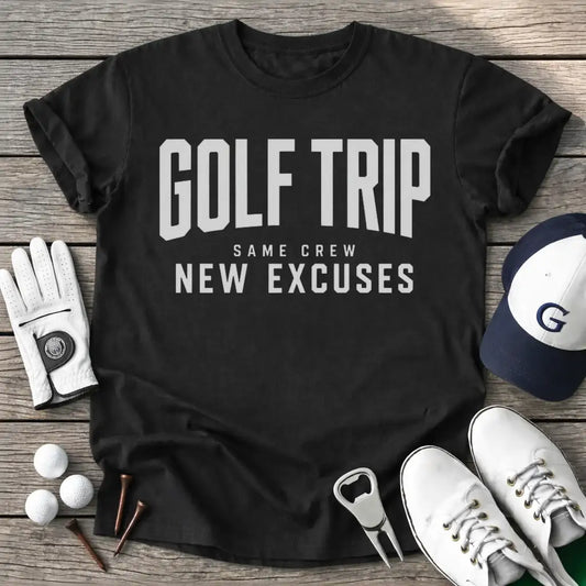 Golf Trip Same Crew T-Shirt in Black