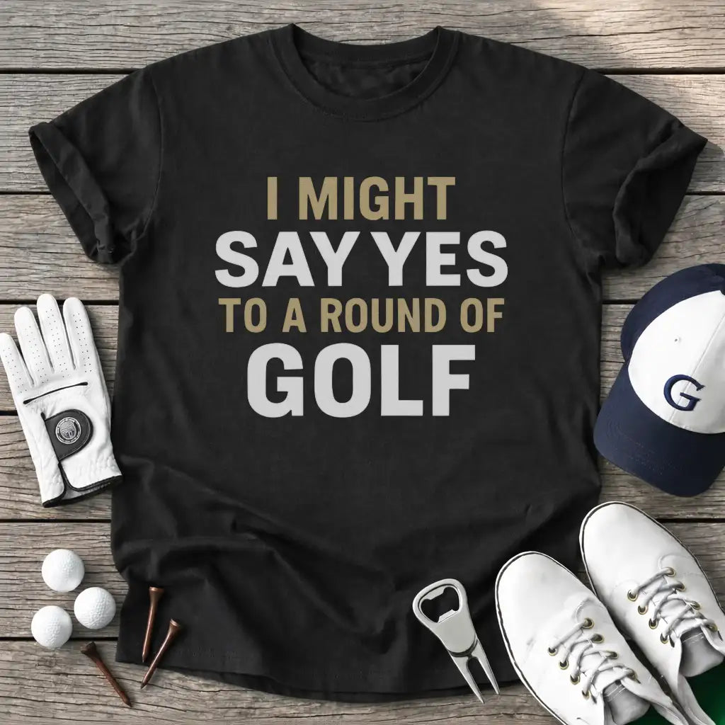 Black / S Might Say Yes Round T-Shirt