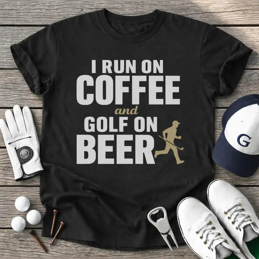 Black / S Run Coffee And Golf T-Shirt
