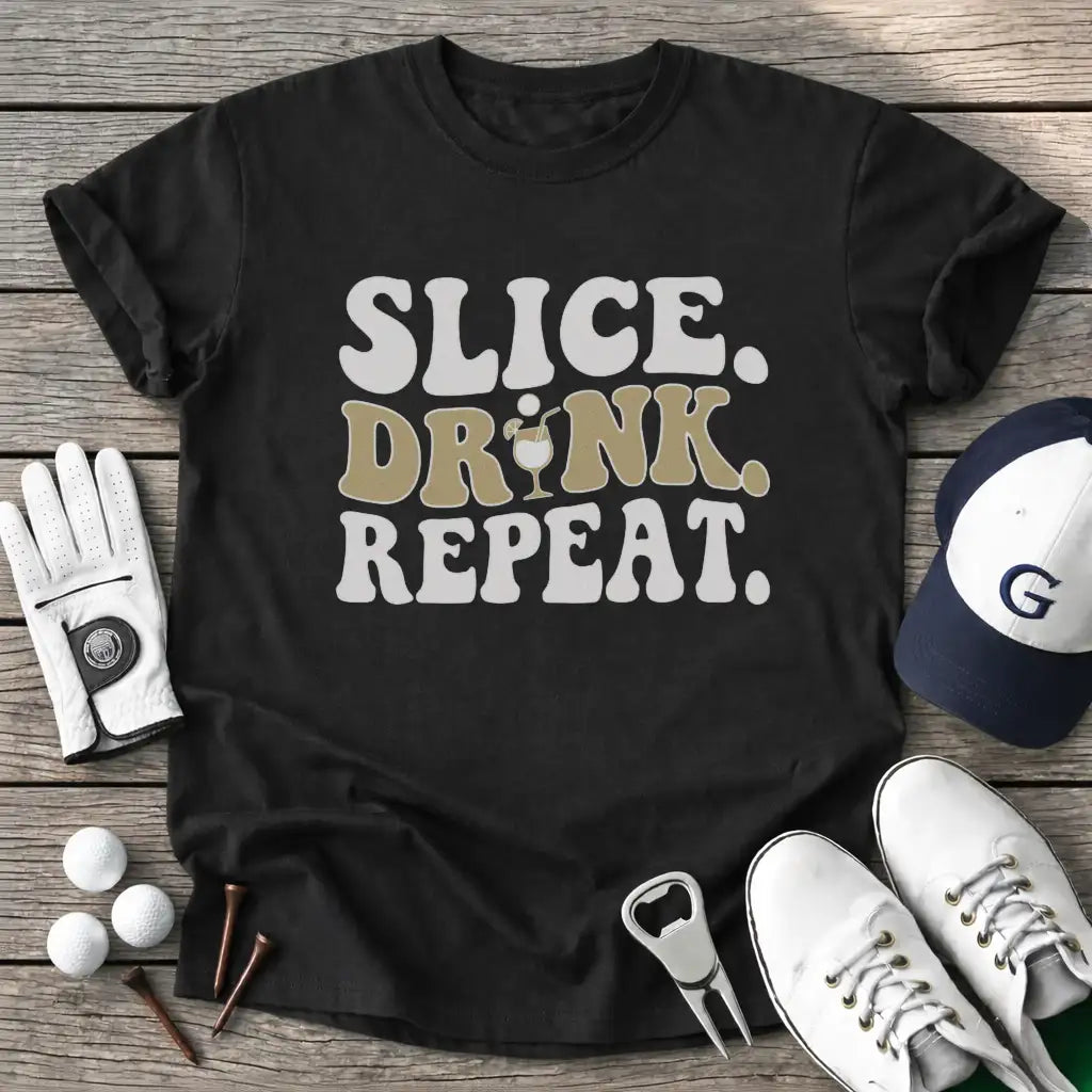 Slice Drink Repeat T-Shirt in Black