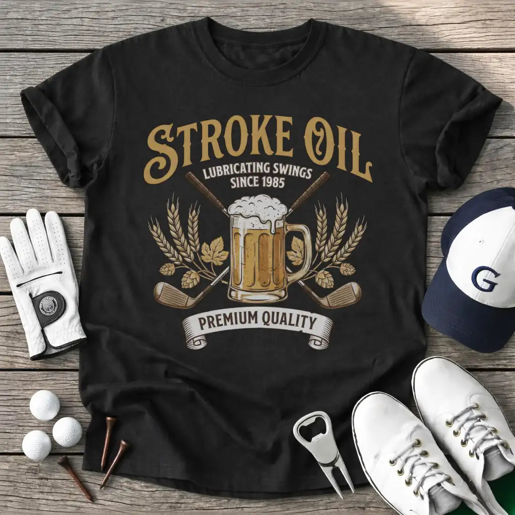 Black / S Stroke Oil T-Shirt