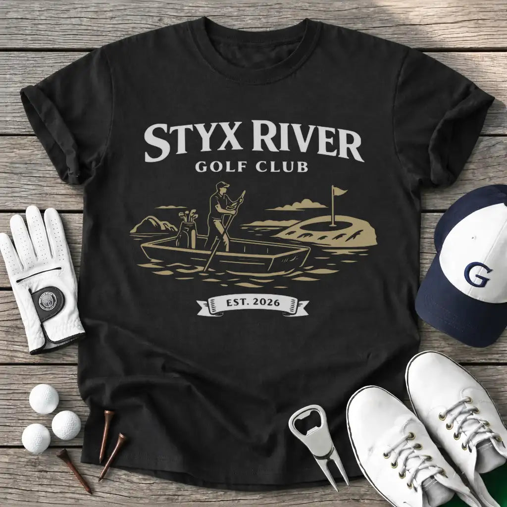 Styx River Golf T-Shirt in Black
