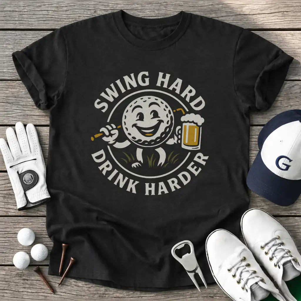 Swing Hard Drink T-Shirt in Black