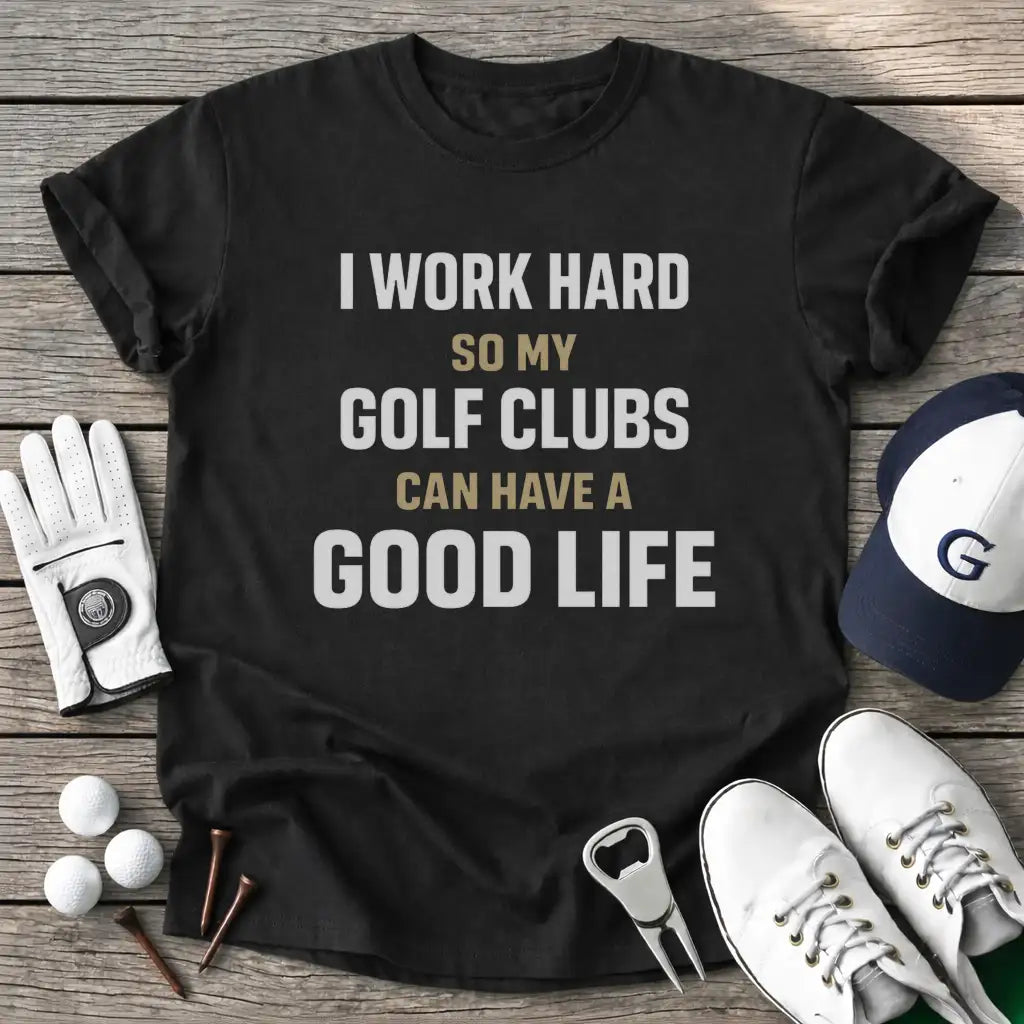 Work Hard Golf T-Shirt in Black