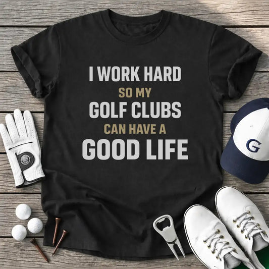 Black / S Work Hard Golf T-Shirt