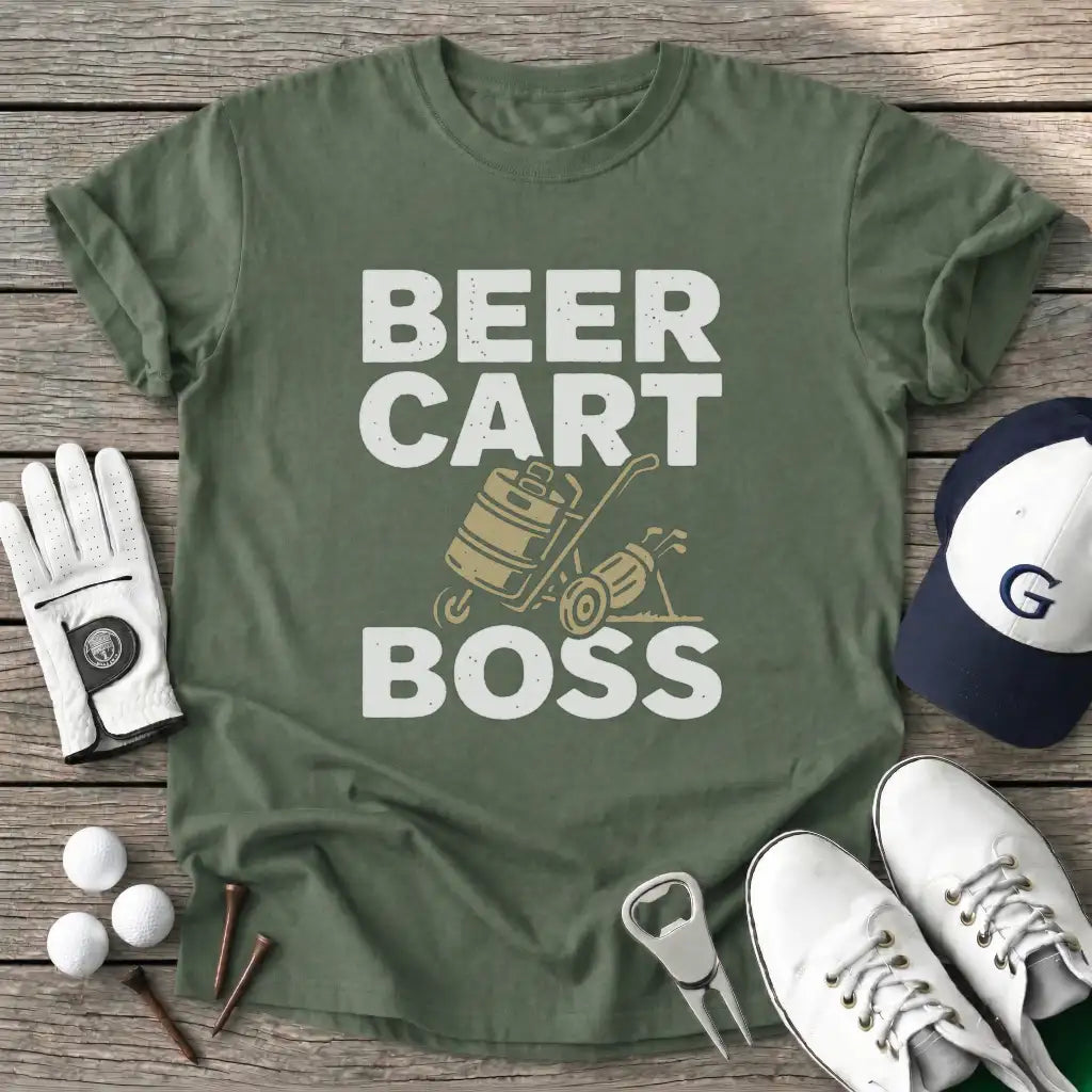 Military Green / S Beer Push Cart Boss T-Shirt