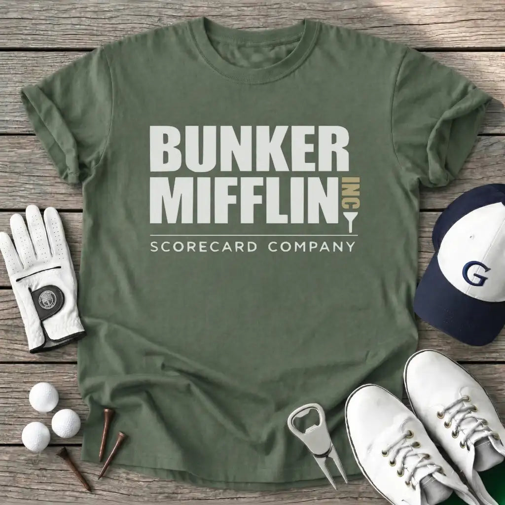 Bunker Mifflin Inc T-Shirt in Military Green