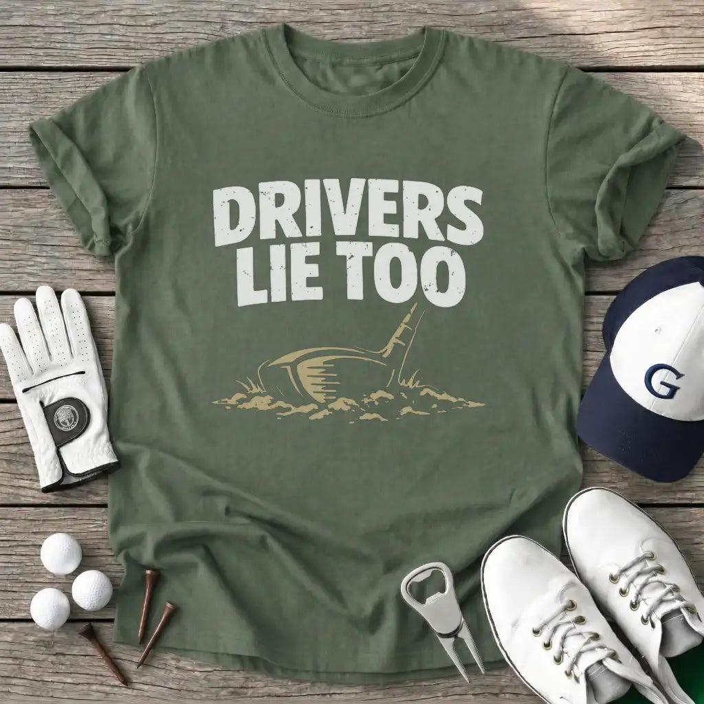 Drivers Lie Too T-Shirt in Military Green