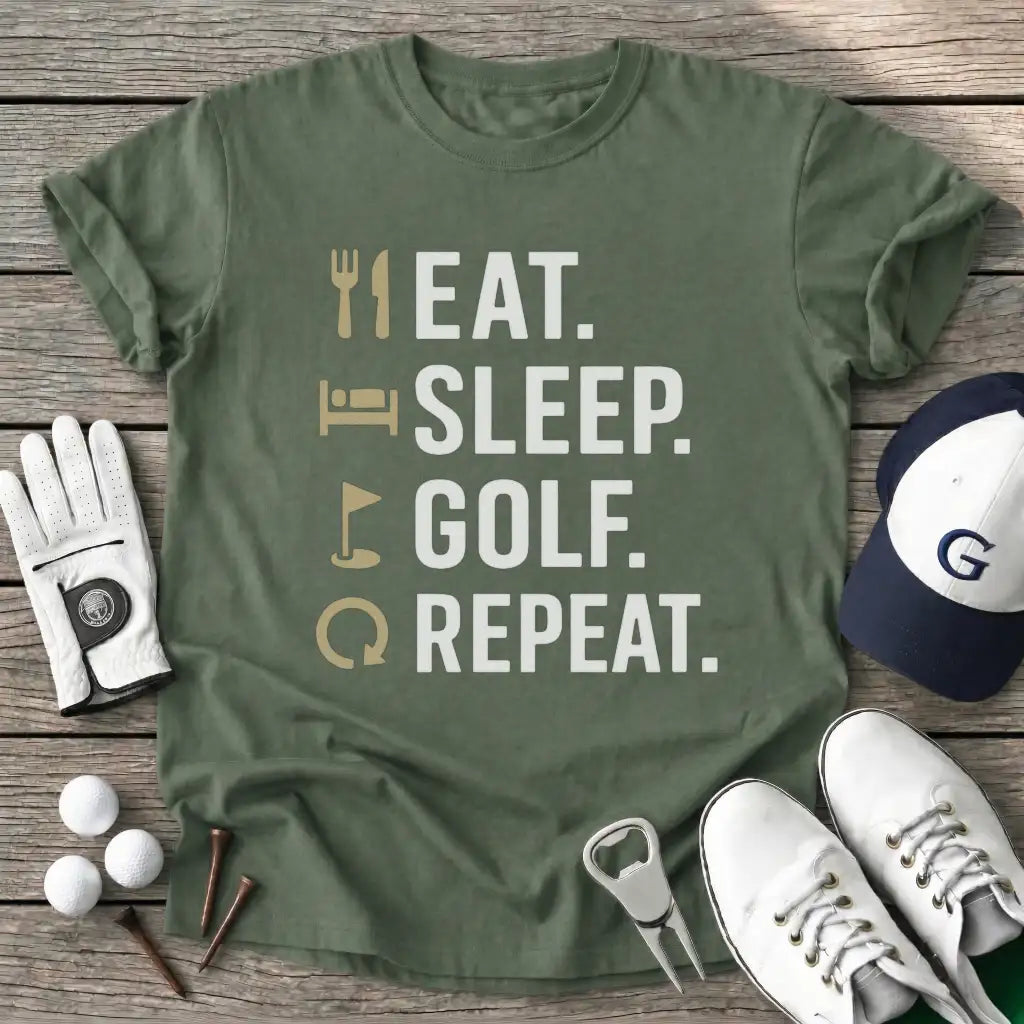 Military Green / S Eat Sleep Golf T-Shirt