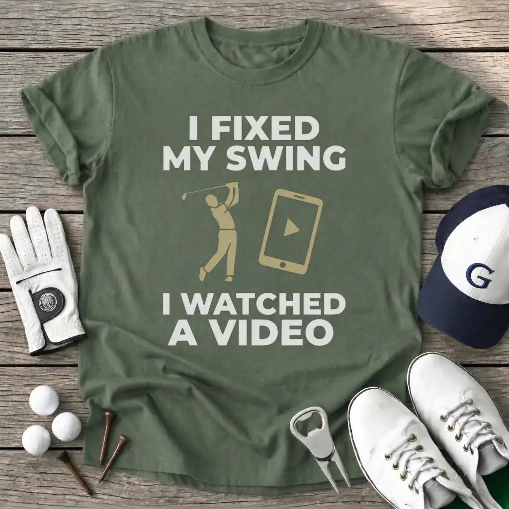 Fixed Swing Watched T-Shirt in Military Green